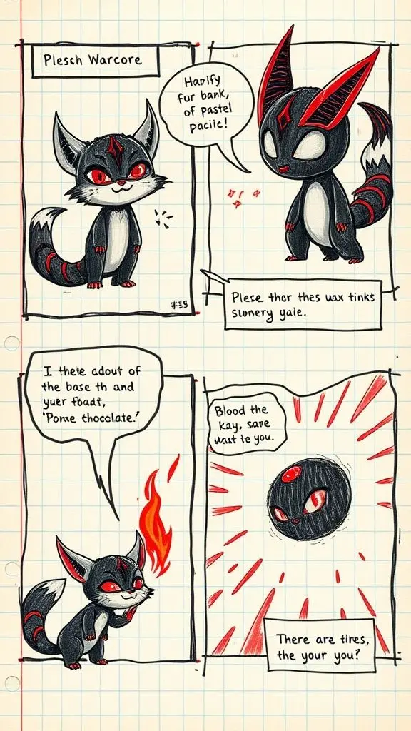 1920s cartoon devilish fox character with eyes, dollar signs, and fire.