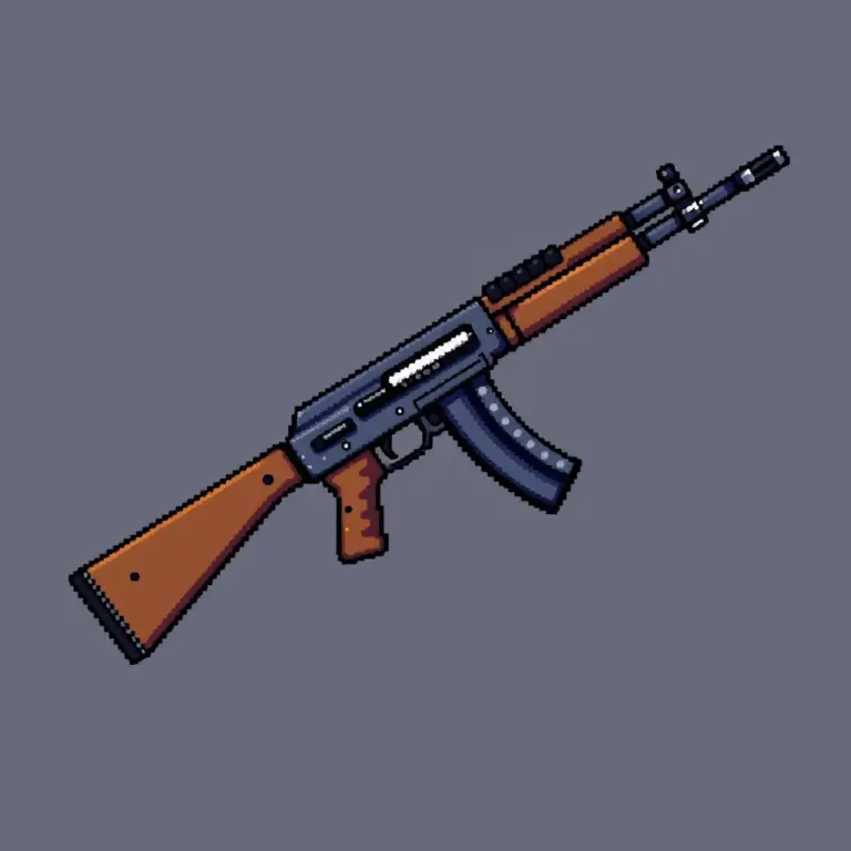 Pixel art AK-47 with black outline