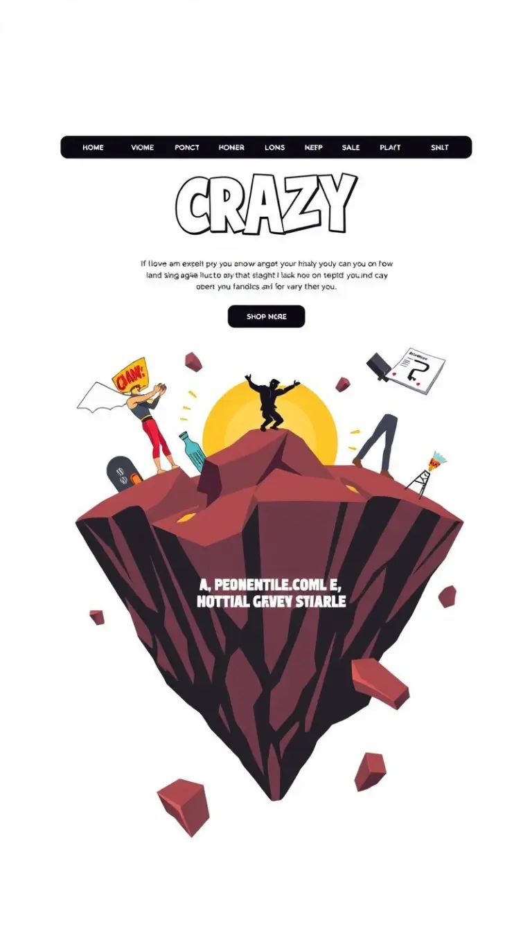 Vibrant, chaotic landing page design.