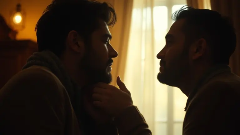 Ramin and Rezaian kissing, Morteza Pourali Ganji observing.
