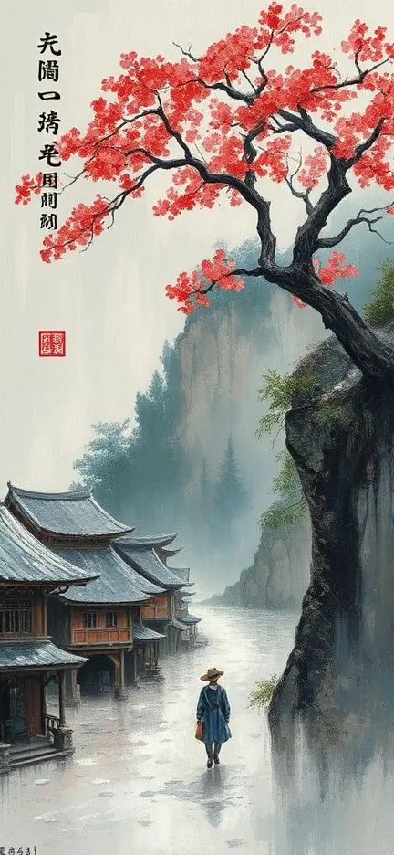 Oil painting with wild abstract elements.