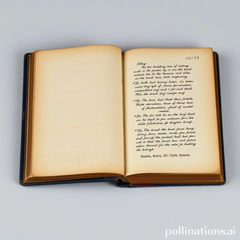 Old dark blue book with pencil notes.
