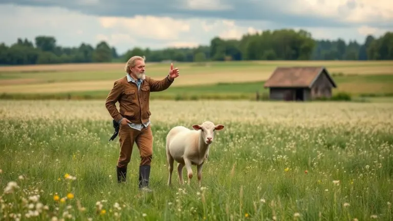 A farmer on a field with birthday wishes.