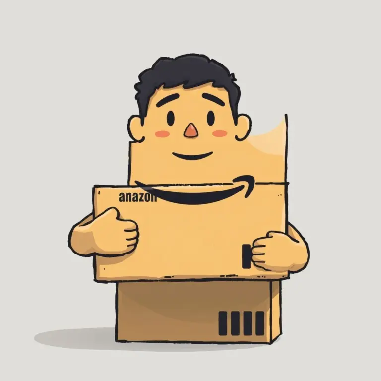 Amazon delivery person with a box.