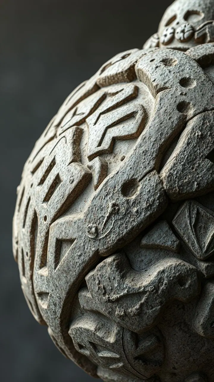 Detailed texture of an ancient stone sculpture.