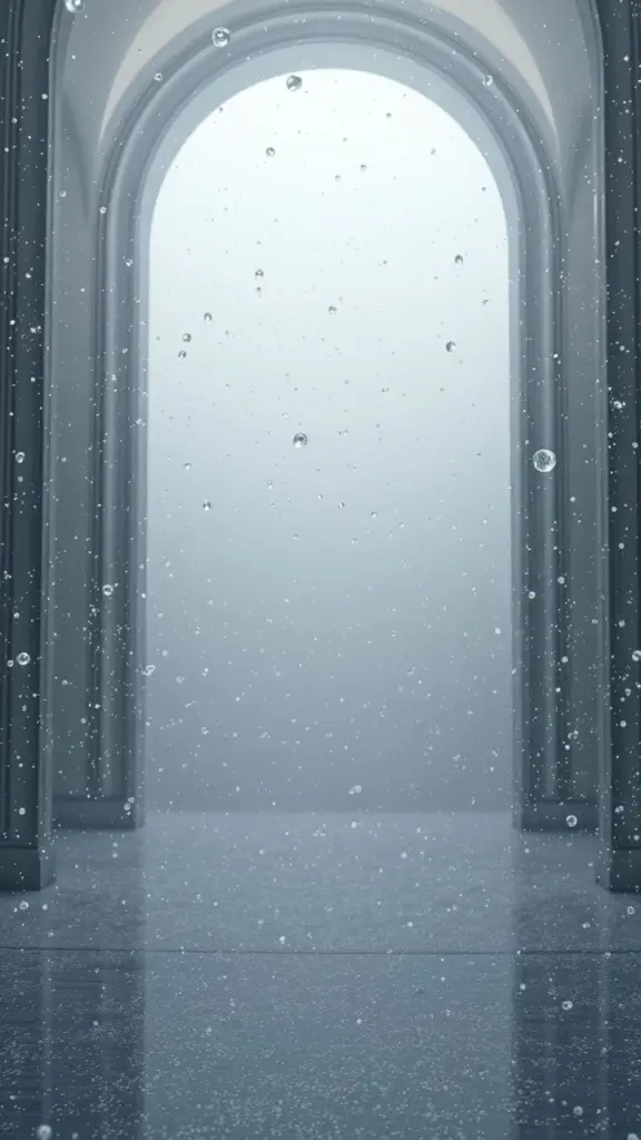 Minimalist winter scene with sleet and mist, Black Ice Alert theme, glossy finish.