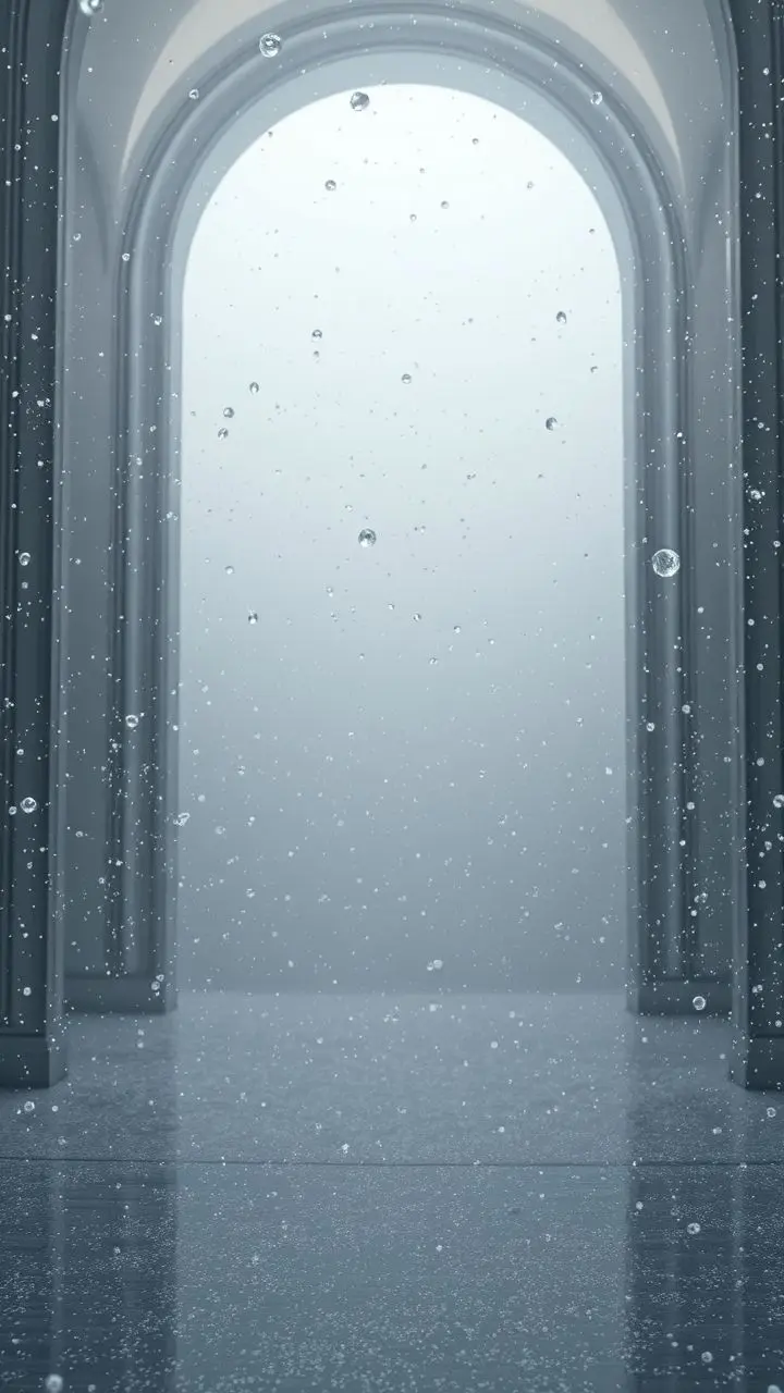 Minimalist winter scene with sleet and mist, Black Ice Alert theme, glossy finish.