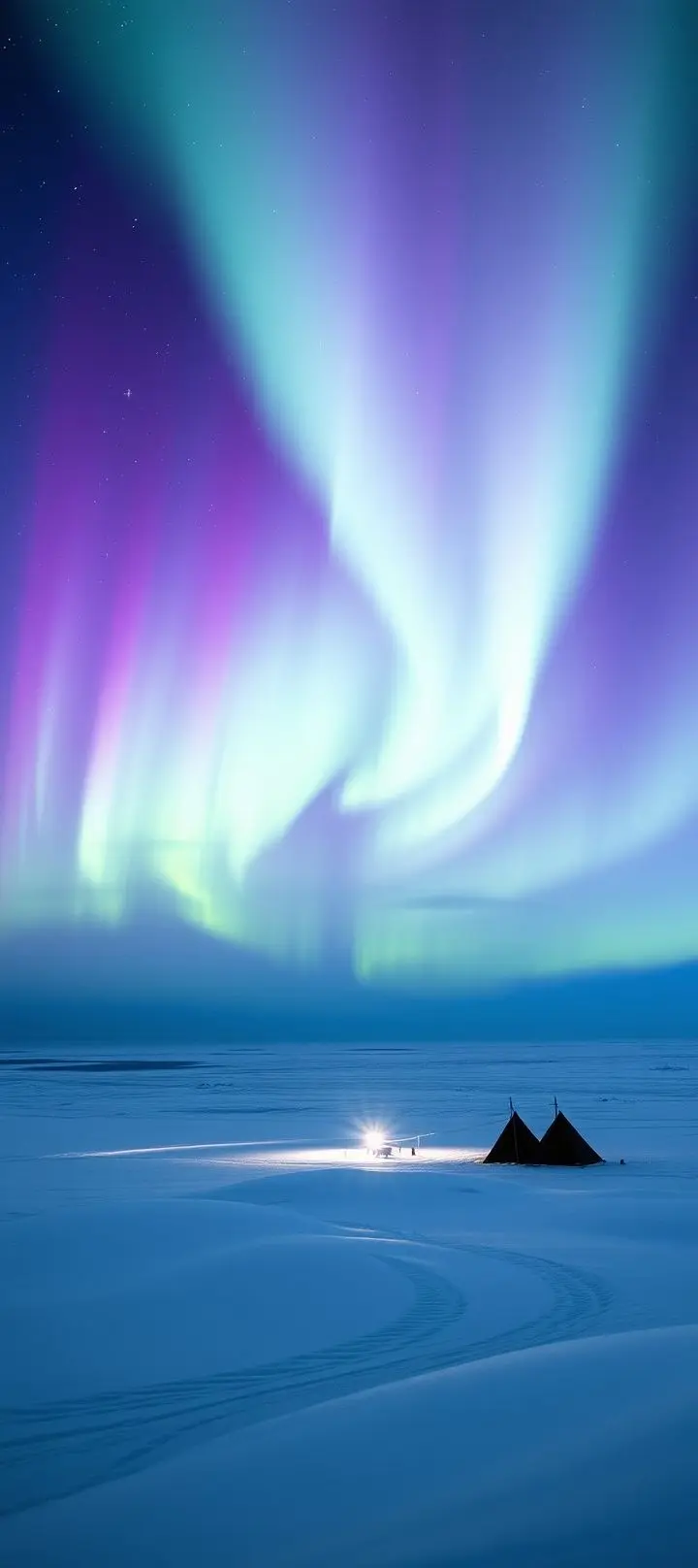 Aurora Borealis over Arctic tundra