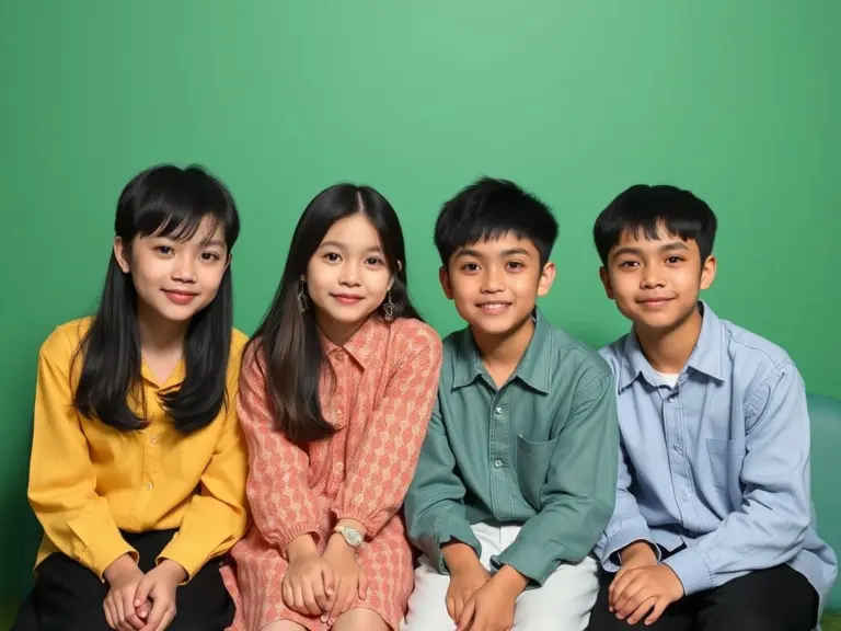 Asian family dining together