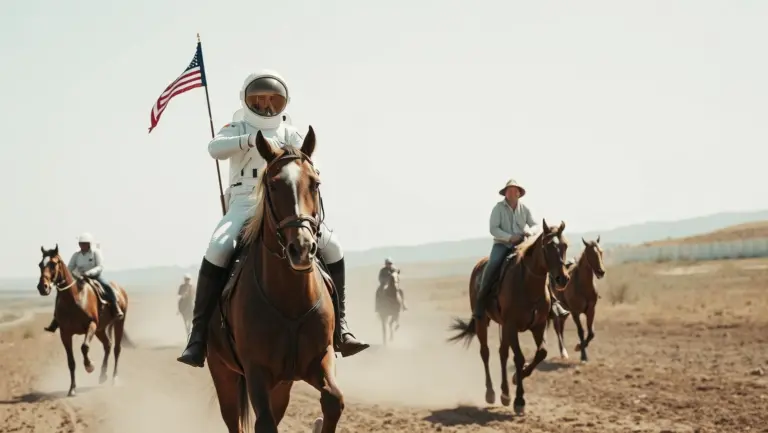 Astronaut on a horse on Mars.