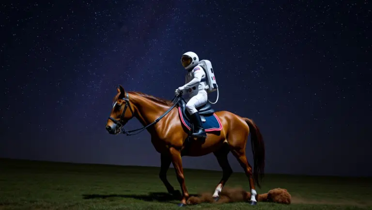 Astronaut riding a horse on Mars.
