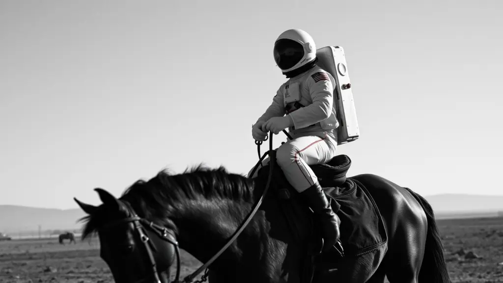 Astronaut on a horse on Mars