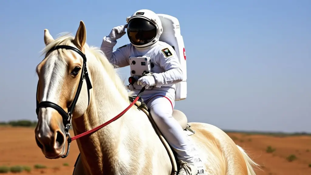 Astronaut on a horse on Mars.