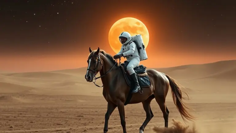 Astronaut on a horse on Mars.