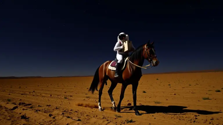 Astronaut on horseback on Mars.