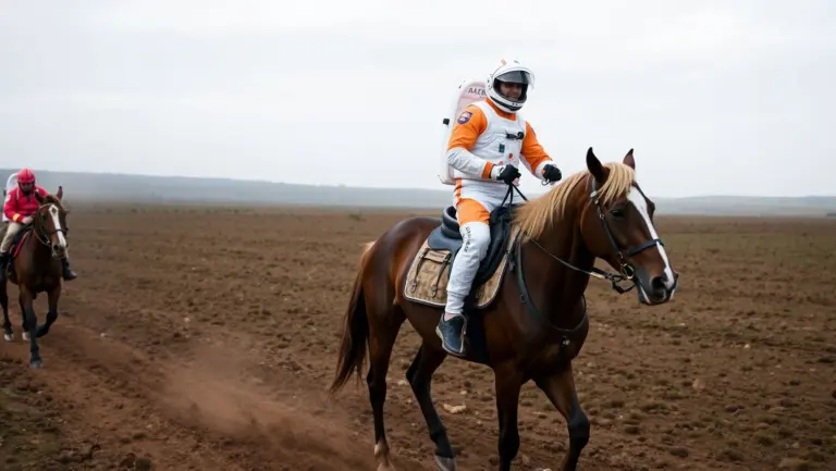 Astronaut on horseback on Mars.