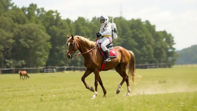 Astronaut on a horse on Mars.