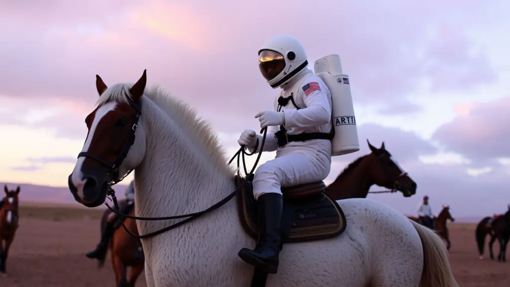 Astronaut on a horse on Mars.