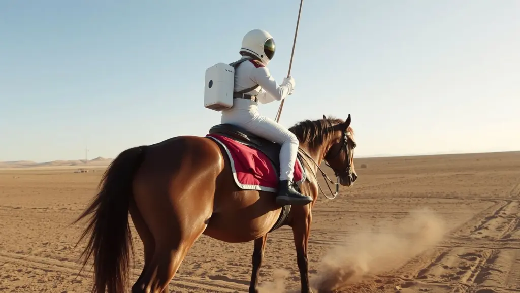 Astronaut on a horse on Mars.