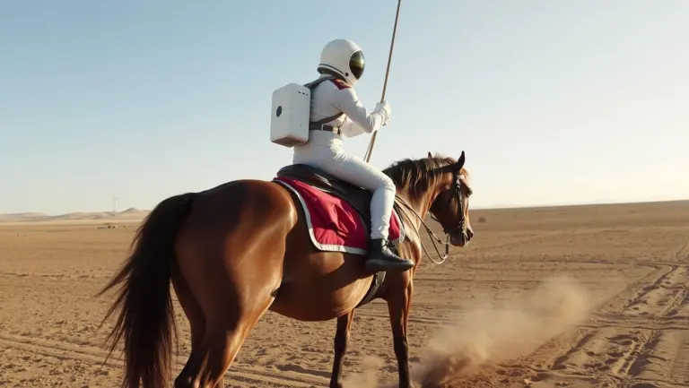 Astronaut on a horse on Mars.