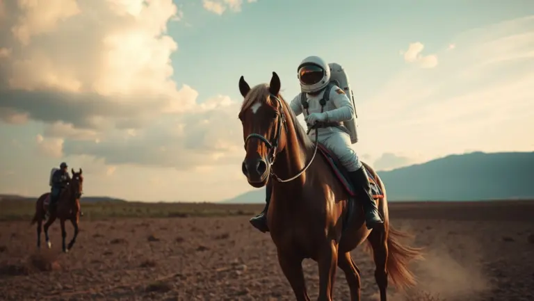 Astronaut on a horse on Mars.