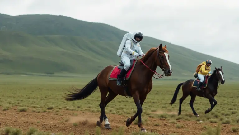 Astronaut on a horse on Mars