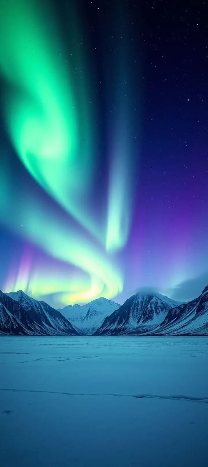 Northern Lights in polar night sky.