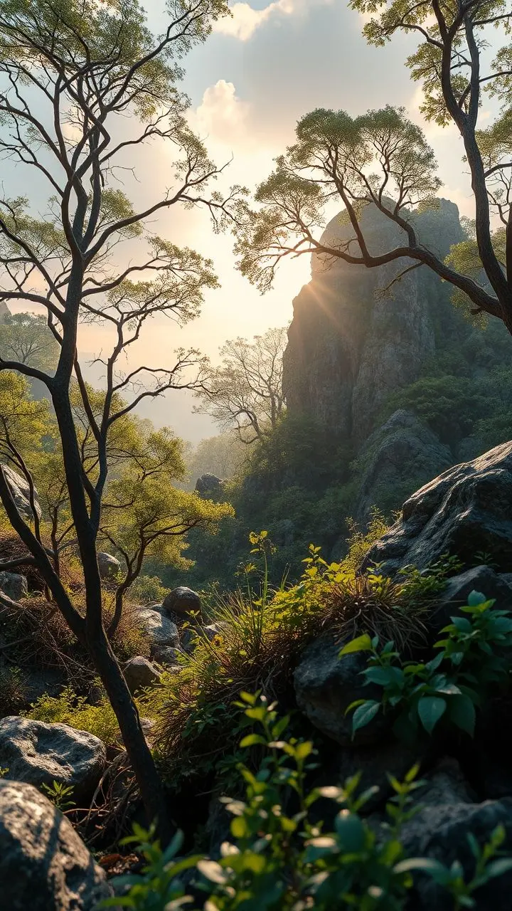 Photo-realistic forest clearing with detailed textures.