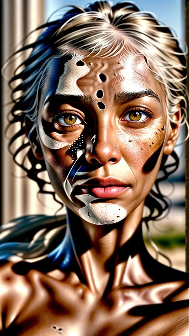 Close-up of realistic skin texture.