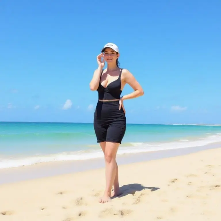 Person in swimwear on a beach.