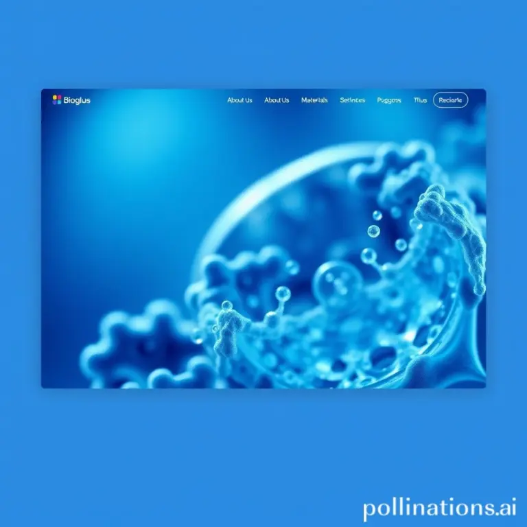 Homepage of a biotech company with blue theme and close-up product image.