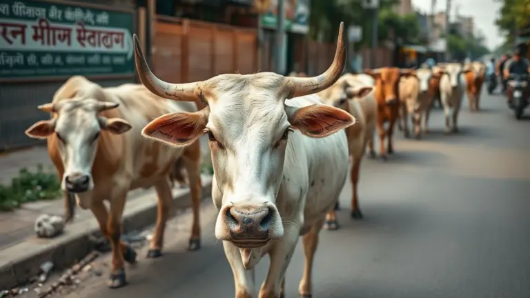 Cattle walking on a street.