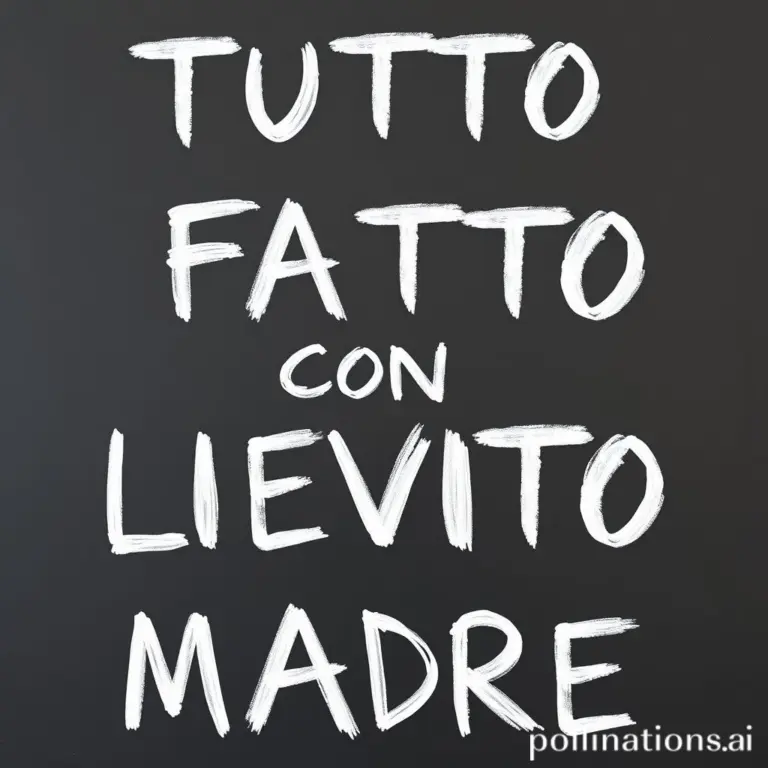Close-up of chalkboard with 'TUTTO FATTO CON LIEVITO MADRE' in white chalk.