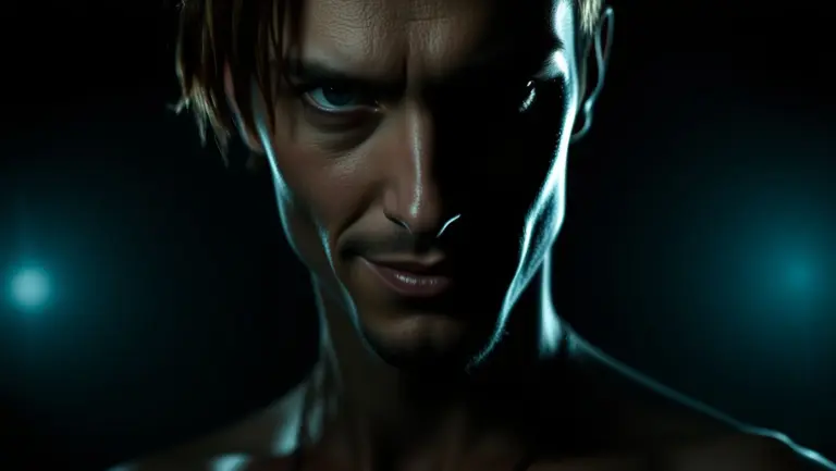 Portrait of a rebel with dramatic lighting.