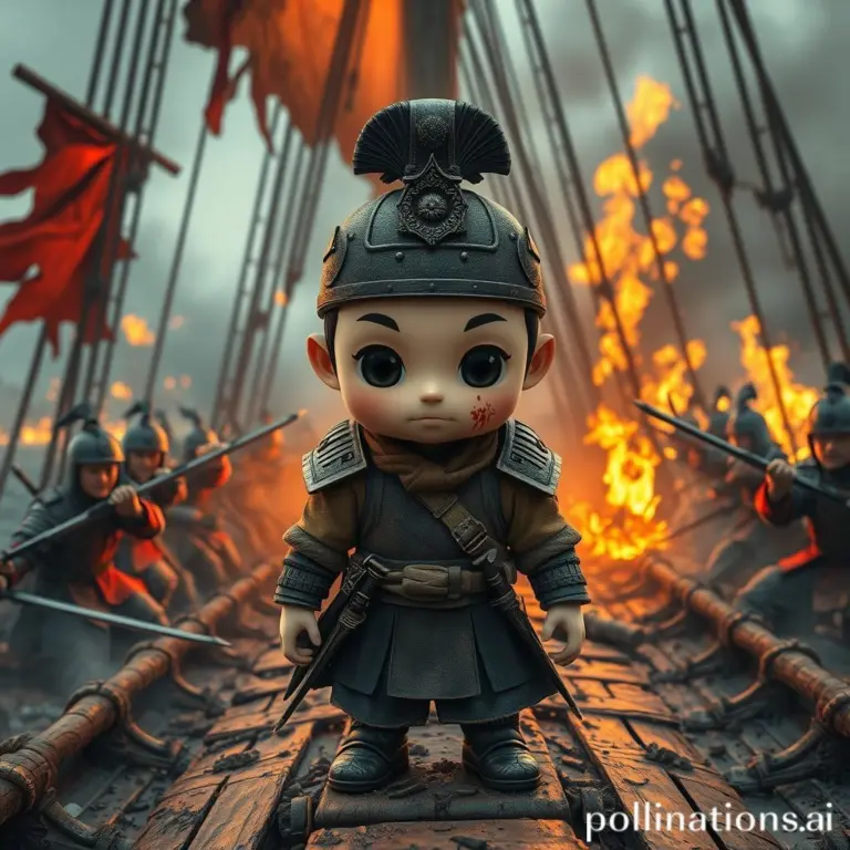 Chibi war correspondent on a sinking Han dynasty warship in battle.