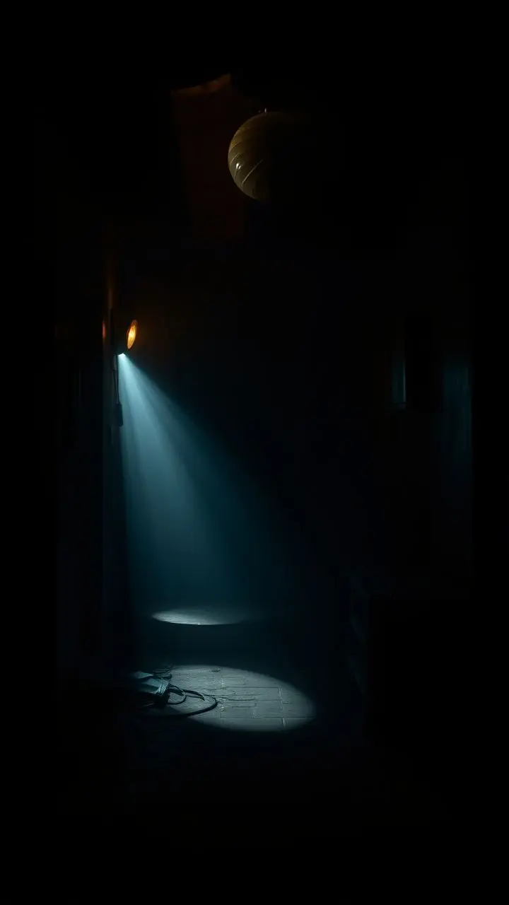 Cinematic scene with strong light and shadow contrast.