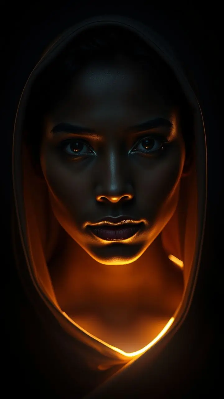 Portrait with dramatic rim lighting