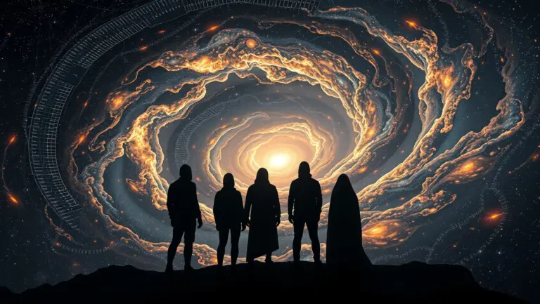 Shadowy entities in a star vortex with supernovae.