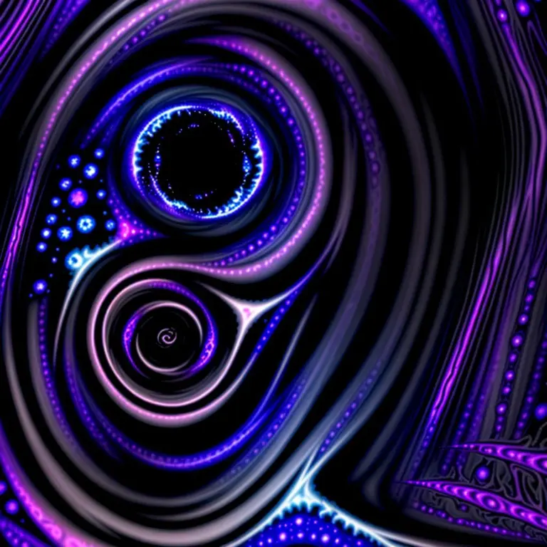 Dark abstract background with purple and black hues and fractal patterns.