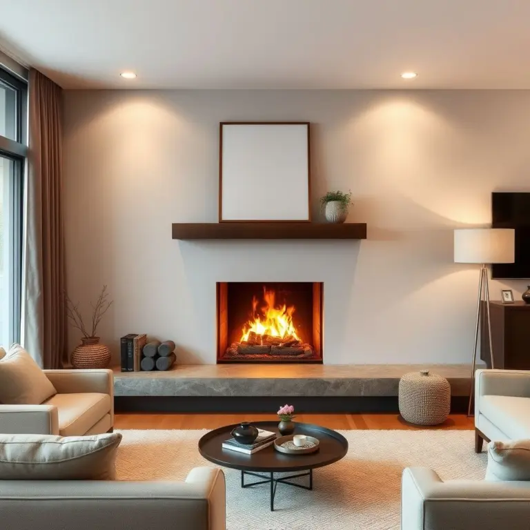 A fireplace in a living room.