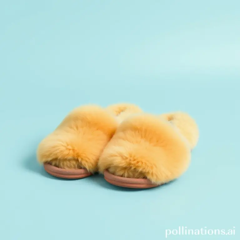 Close-up of two slippers.