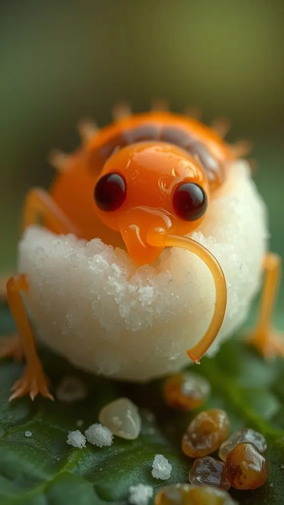 Organism eating sugar with warmth