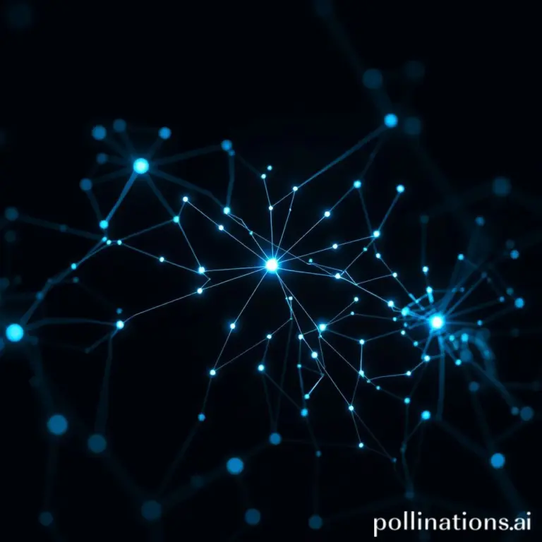 Glowing blue abstract neural network on dark background