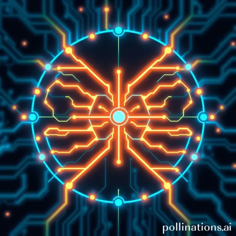 Glowing blue cyberpunk neural network icon
