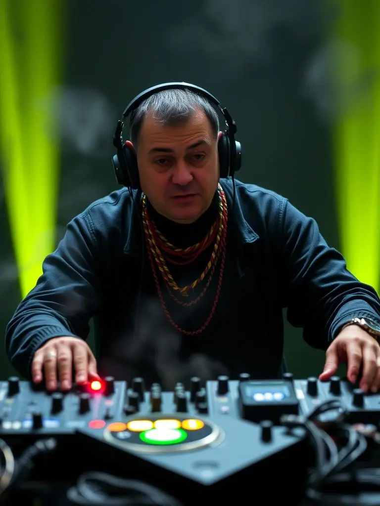 DJ playing music in space