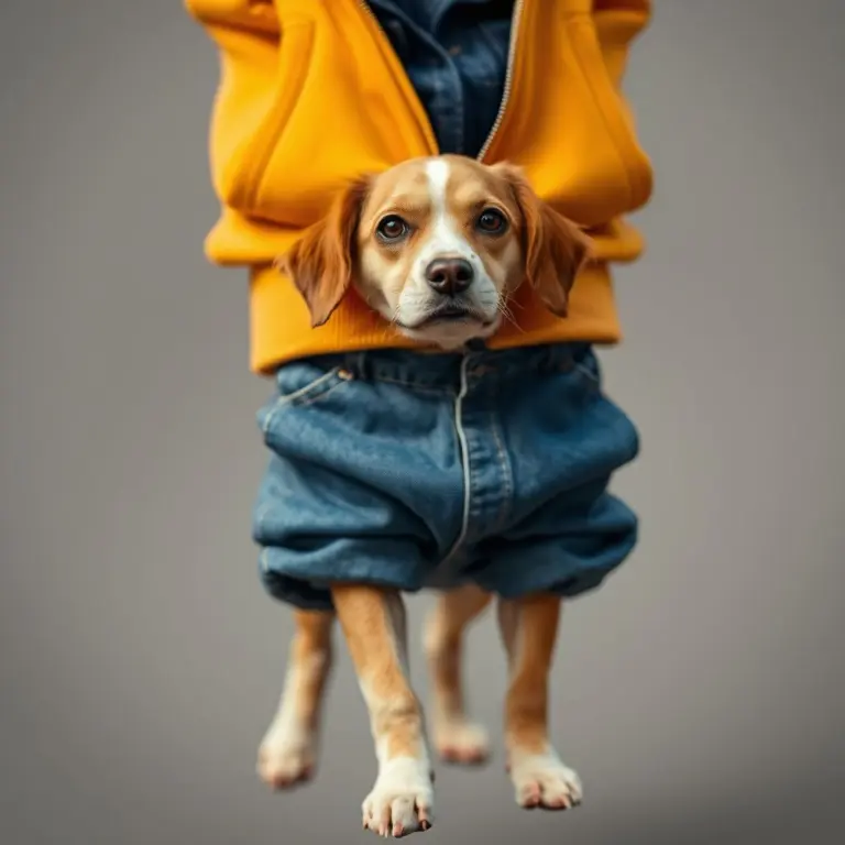 Dog wearing pants