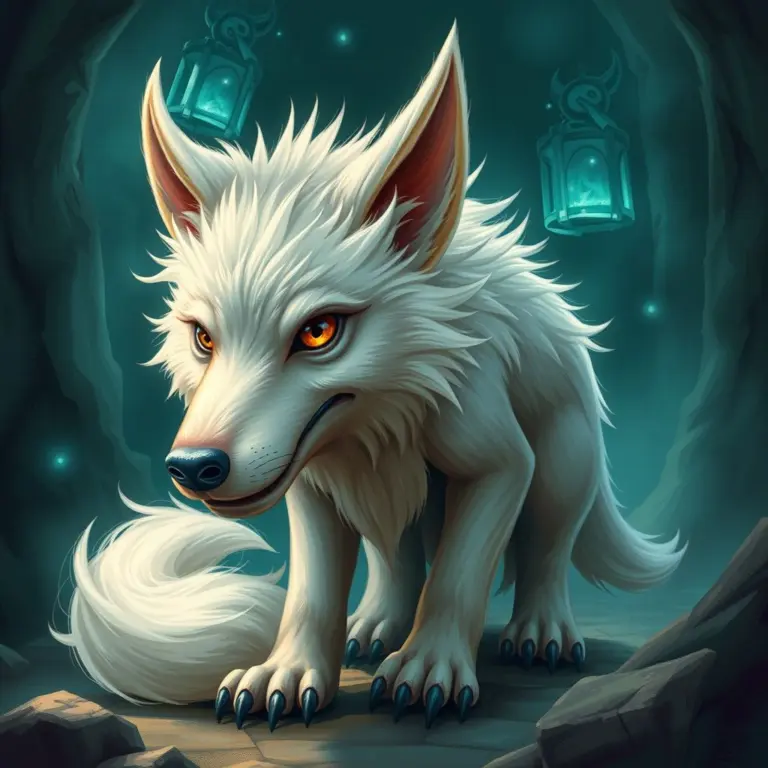 Magical wolf with serene aura at Hogwarts