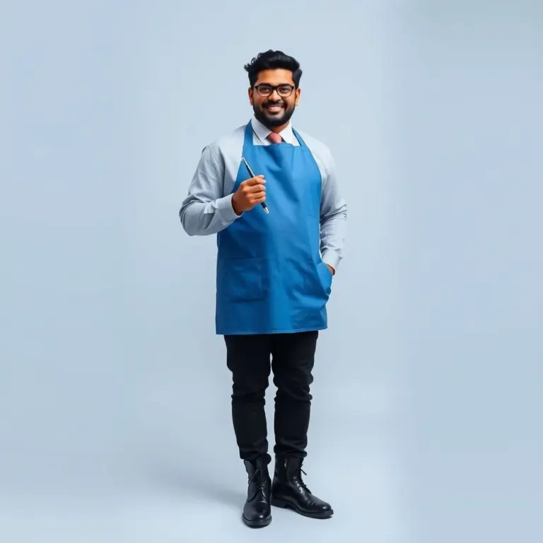 Desi dentist standing with dental device