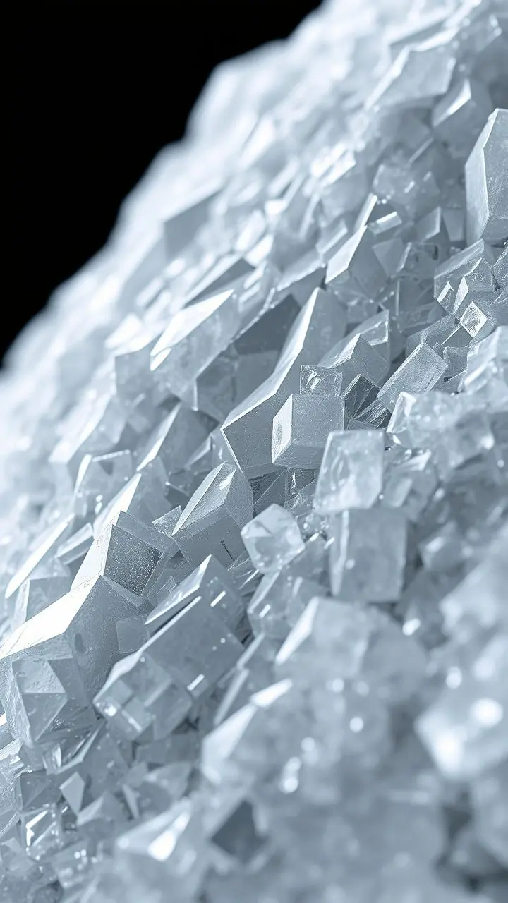Close-up of a crystal surface with sharp reflections and detailed texture.
