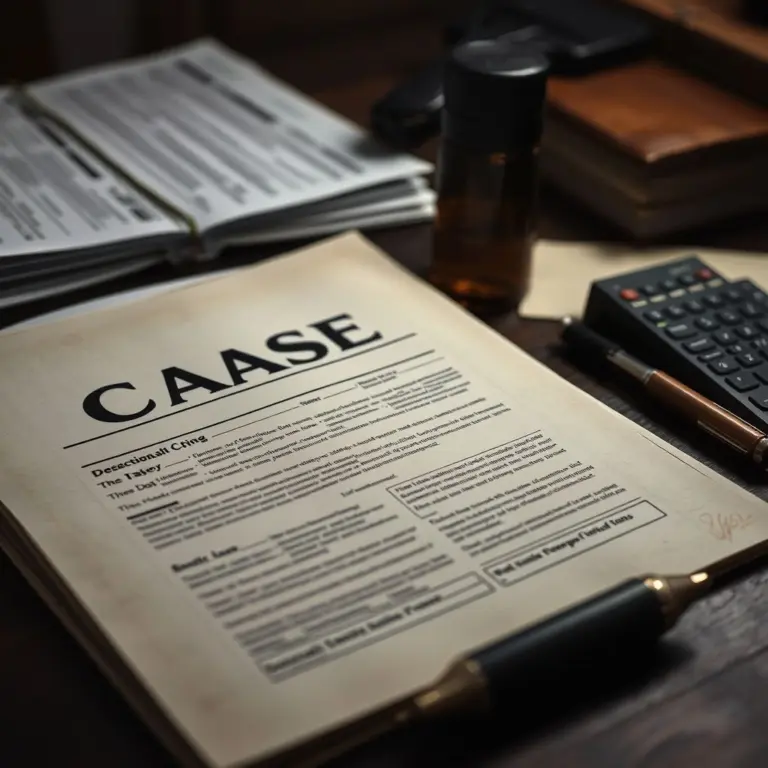 Detective case file on desk.